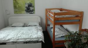Postel nebo postele na pokoji v ubytování Apartmán Saxán Smržovka