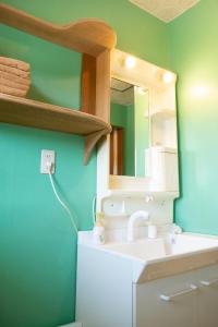 a bathroom with a sink and a mirror at Maeda Forestry House - Vacation STAY 19585v in Furano