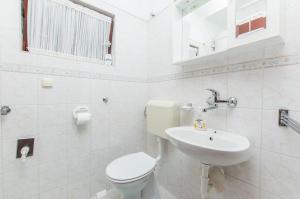 ein weißes Bad mit einem WC und einem Waschbecken in der Unterkunft Apartment Barbara in Batalaži