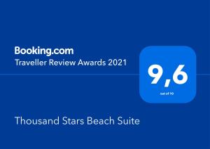 a screenshot of the traveller renews beach survey with the thousand stars beach suite at Thousand Stars Suites&Rooms in Kamari