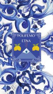 a blue and white pattern with the words polenburg emma at B&B Polifemo Etna in Nicolosi