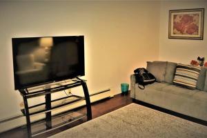 a living room with a flat screen tv and a couch at Arhaus 3 in Grand Forks