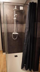 a shower in a bathroom with a glass door at Appartements Les Rochelais in La Rochelle +22 photos