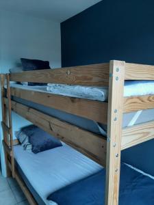 ミッデルケルケにあるResidentie Da Vinci Middelkerkeの二段ベッド2組が備わる客室です。