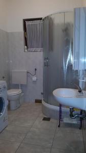 a bathroom with a shower and a sink and a toilet at Villa Milan in Vinkuran