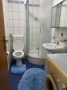 łazienka z toaletą i umywalką w obiekcie Apartment Ivek w mieście Mandre