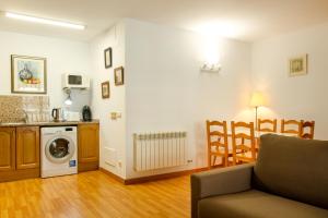ein Wohnzimmer mit einem Sofa und einer Waschmaschine in der Unterkunft Refugi d Inclès 1 habitación in El Tarter