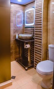ein Badezimmer mit Toilette und Waschbecken in der Unterkunft Boutique 1-bedroom flat in the heart of the city in Plowdiw + 5 Fotos