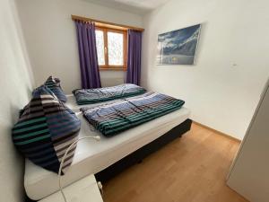 a small bedroom with a bed and a window at Alberti 5 in Davos