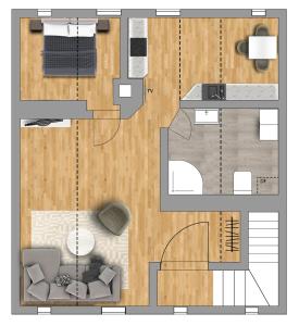 a floor plan of a living room with a couch at Ferienwohnung3 Grimma in Grimma