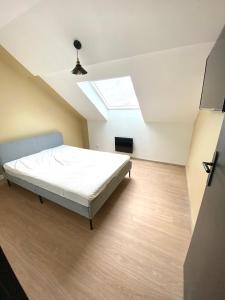 a bedroom with a bed and a skylight at Ma Montagne Chic 2 in La Bresse