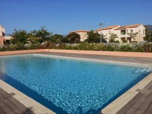 - une piscine d'eau bleue en face d'une maison dans l'établissement Lecci St Cyprien Don Andria, à Porto-Vecchio