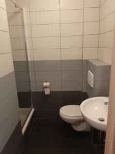 a bathroom with a toilet and a sink at Maris Pokoje Gościnne in Łeba