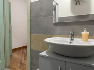 a bathroom with a white sink and a mirror at B&B Le Ginestre in Colleferro