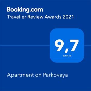 Certifikát, hodnocení, plakát nebo jiný dokument vystavený v ubytování Apartment on Parkovaya