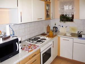 a kitchen with a microwave and a stove top oven at Apartment Mira-2 by Interhome in Mirce +10 photos