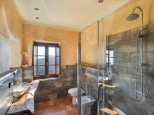 y baño con aseo y ducha acristalada. en Apartment La Cupola- Tulipano by Interhome, en Pescia