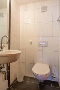 a bathroom with a toilet and a sink at Am Gilsbach in Adelboden