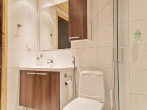 アカスロンポロにあるHoliday Home Yllästar 3 as 604 by Interhomeのバスルーム(トイレ、洗面台、鏡付)