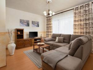 a living room with a couch and a tv at Holiday Home Legović by Interhome in Kaštelir