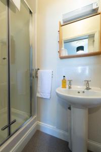W łazience znajduje się umywalka i prysznic. w obiekcie Blue Swallow w mieście Penrith