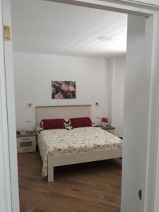 een slaapkamer met een bed in een witte kamer bij Punta Negra in Puerto de Santiago