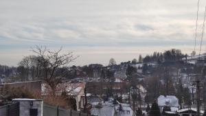 a view of a city with houses on a hill at Alfa 2 apartament 3 in Bystra