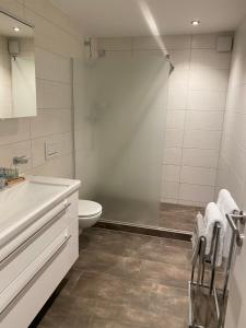A bathroom at Zimmer & Appartements am Schloßplatz