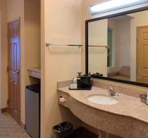 a bathroom with a sink and a mirror at Sleep Inn & Suites Gettysburg in Gettysburg
