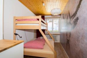łóżko piętrowe w małym domku w obiekcie Baldrian C14 w mieście Adelboden