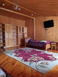 uma sala de estar com uma cama e um tapete grande em Sobin' Mini-Hotel em Rozluch