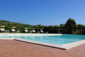 a large swimming pool with chairs at Agriturismo Arundineto Valle - by Bolgheri Holiday in Castagneto Carducci