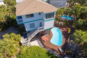 an aerial view of a house with a swimming pool at Endless Summer, North Captiva Island in North Captiva