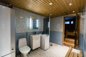 ein Badezimmer mit Toilette und Waschbecken in der Unterkunft Riekko Chalet in Rovaniemi