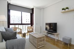 een woonkamer met een bank en een tv bij Apartamento Salamanca VI en Madrid in Madrid