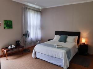 a bedroom with a large bed and a window at The Guest House Standerton in Standerton