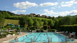 een groot zwembad met mensen erin bij Hotel Restaurant Rebstock in Oppenau