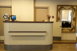 イスタンブールにあるHaydarpasa Hotelの鏡と花のあるロビーのバー