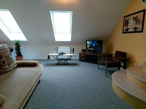 Televízia a/alebo spoločenská miestnosť v ubytovaní A Mecsek Gyöngye Apartmanhaz