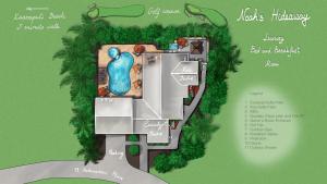 a floor plan of a villa with a pool at Noahs Hideaway Luxury B&B in Lahaina