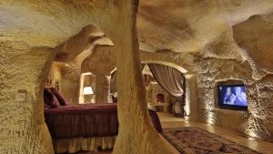TV a/nebo společenská místnost v ubytování Golden Cave Suites
