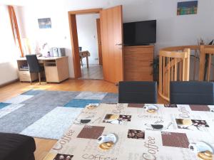 A television and/or entertainment centre at Linz Apartment Comfort-Size