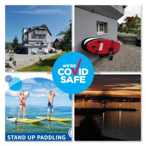 a collage of photos with a man on a surfboard at Studio direkt am Bodensee in Thal