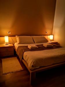 una camera da letto con un letto con due lampade sopra di Leoncino Apartment 2 a Verona