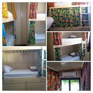 eine Collage aus Bildern eines Zimmers mit Etagenbetten in der Unterkunft Happy House - Casa ideal para grupos na cidade dos Canyons in Praia Grande
