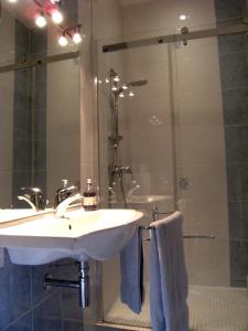 a bathroom with a sink and a shower at Chambres entre Romorantin-Chambord-Zoo de Beauval in Lassay-sur-Croisne