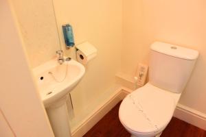 a bathroom with a white toilet and a sink at The Olive Branch in Ilfracombe