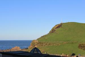 a grassy hill with the ocean in the background at The Olive Branch in Ilfracombe