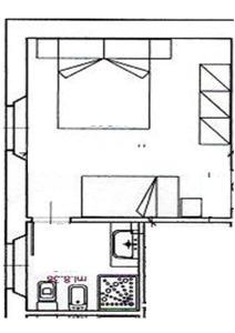 un plan d'étage d'une petite maison dans l'établissement CASA DELLE GUARDIE b&b, à Madonna di Fornelli