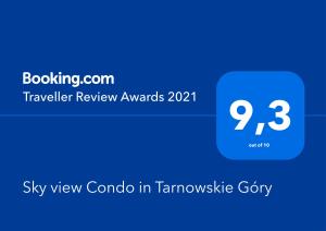 Certifikát, ocenenie alebo iný dokument vystavený v ubytovaní Sky view Condo in Tarnowskie Góry